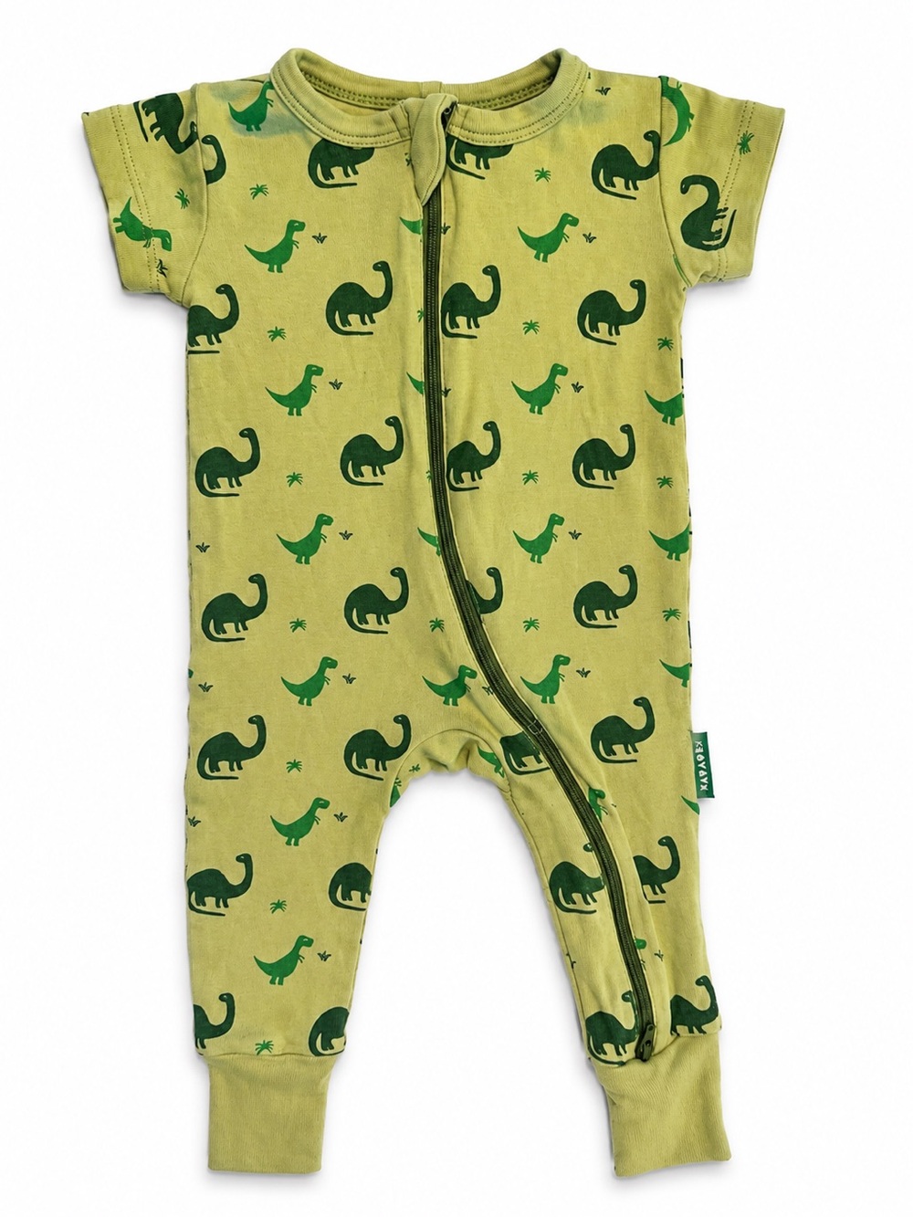Parade Green Dino Zip-Front Baby One-Piece Bodysuit